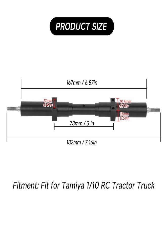 Kodrily 1/10 RC Trailer Axle Kit, 167mm/6.6in RC Trailer Dual Axles, Black Metal Non Powered Rear Wheel with Screws Accessories Replacement for Tamiya 1/10 Rc Tractor Truck, 1Pcs - Image 2